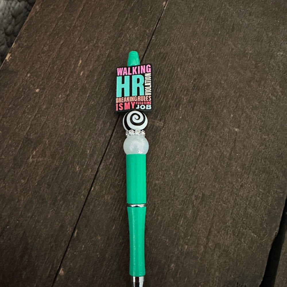 Novelty pen. Refillable. Green HR Themed Pen